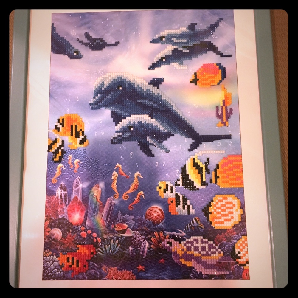 Brand New Handmade Crystal picture with frame